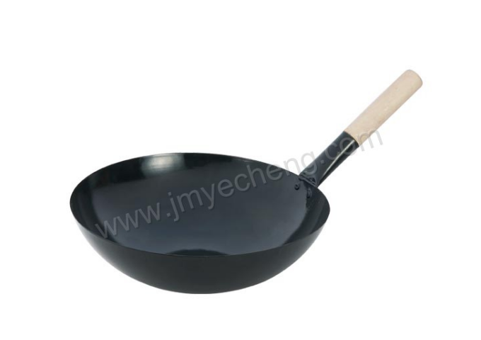 Enamel Iron Wok With Wooden Handle
