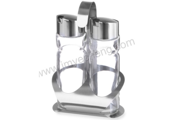 Glass Cruet Stand Set