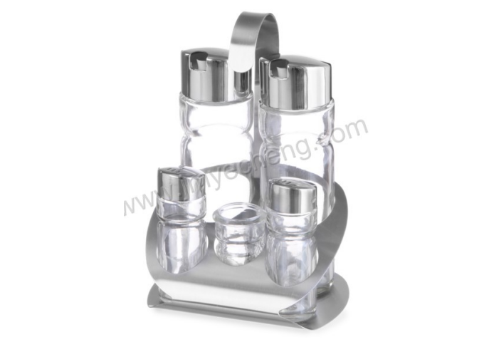 Glass Cruet Stand Set